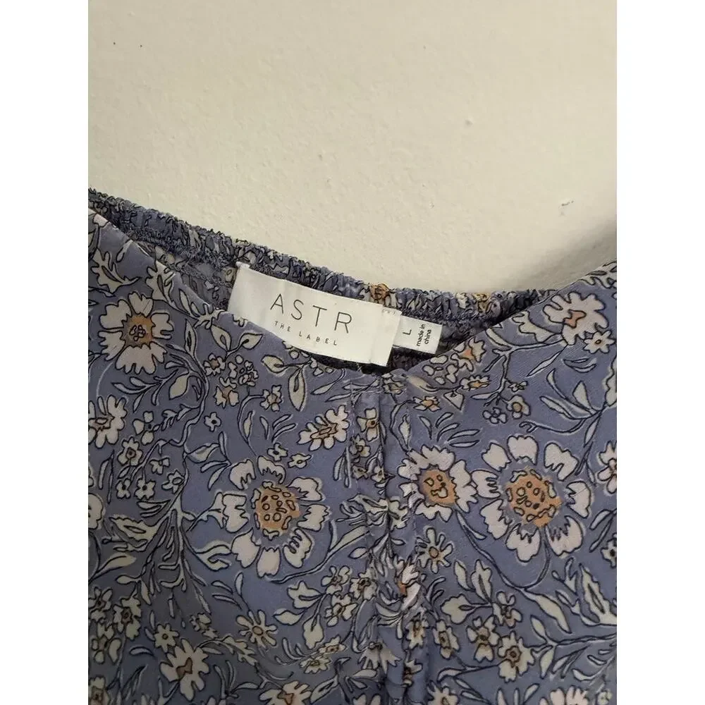 ASTR Love Song Floral Ruched Puff Sleeve Blouse | Size Large